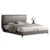 Cabecero Minimalista Italiano Ultradelgado Moderno Sencillo 1.5m Dormitorio Principal Cama Doble de Cuero Genuino 1.8m Apartamento Pequeño Cama Tapizada Suave