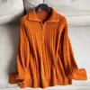 2026 Nuevo Modelo Cuello Solapa Cremallera Doble Suéter de Punto Vintage Chaqueta al por Mayor H20BS77327