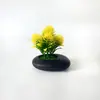 Nuevo Maceta Pequeña Poco Profunda Piedra Negra Malla 5 Plantas Acuáticas Bonsái Pequeño Oficina en Casa Escritorio Flor Artificial Adornos de Bonsái