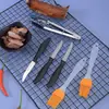 Supermercado Lightning Warehouse Set de Herramientas para Barbacoa para Picnic de Team Building Pinzas Brocha de Aceite Cuchillo Pequeño Set de 7 Piezas para Barbacoa
