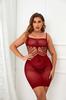 Comercio exterior talla grande caliente sexy sexy lencería de extremo abierto sin cierre mono transparente hueco rojo sexy malla
