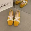 Sapatos Rasteirinhas Versáteis para o Dia a Dia e Eventos, Estilo Ballet Francês, com Tiras Cruzadas, Bico Quadrado e Camurça, para Mulheres 2025