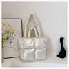 Bolso de Plumón para Mujer de Moda con Gran Capacidad Bolso Tote de Alta Gama Brillante Bolso de Mano Cuadrado Simple de Algodón Bolso de Hombro
