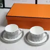 Conjunto de Xícara e Pires para Café de Porcelana Óssea Família H Criativa Xícara de Chá com Pires Doméstico Simples Cerâmica para Chá Perfumado Atacado Transfronteiriço