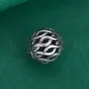 Contas redondas com padrão trançado oco de prata pura S925, contas de lanterna torcidas, contas espaçadoras para pulseiras, materiais para ensartar DIY feitos à mão, contas soltas