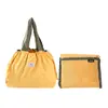 Sacola de Compras Dobrável com Cordão, Bolsa de Armazenamento Impermeável, Sacola Portátil para Supermercado, Sacola Tote Ecológica com Cordão de Grande Capacidade