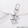 Chaveiro Pingente Coração Brilhante Prata Laço Contas DIY Simples Versátil Pingente Coração Fivela de Porta Ornamento