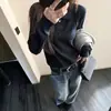 Suéter de Tricô Vintage com Gola Reversível Torcido Estilo Old Money para Mulheres Outono 2025 Nova Camisa Básica Casual Top Polo