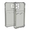 Funda para Teléfono con Ranura para Tarjeta Adecuada para Apple 18Promax, 16 Transparente Anti-Caídas en Cuatro Esquinas 17 Agujero de Precisión Funda Protectora con Soporte para Tarjeta