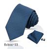 Traje de hombre de nuez de anacardo patrón roto corbata pañuelo de bolsillo puño tres piezas corbata de mano negra 8cm corbata Shengzhou