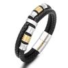 Comercio Electrónico Transfronterizo Nuevo Producto Cuerda de Cuero Vacuno Cuerda de Cuero Trenzado Multicapa Acero Inoxidable Pulsera para Hombre Pulsera de Acero de Titanio Moda Europea y Americana