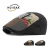 Boina floral color block vintage personalizada com padrão espinha de peixe, chapéu de artista para homens e mulheres, boina retrô britânica
