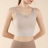 Ropa Exterior de Malla de Verano Conjunto Falso de Dos Piezas Sujetador Deportivo para Mujer Doble Capa Integrado Espalda Bonita Sujetador Chaleco Transpirable para Fitness