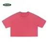 26 Novas Vendas Diretas de Fábrica Transfronteiriças Cropped Super Curta Camiseta Fitness para Mulheres Cor Sólida Gola Redonda Lavada Vintage Tendência Marca Hot Girl