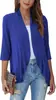 Cross-border europeu e americano roupas femininas Amazon Independent Station Outono Nova cor sólida Cardigan Jaqueta de sete mangas Ruffled Top