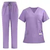 Uniformes de Enfermagem Tamanho Europeu e Americano, Roupas de Lavar, Roupas de Trabalho para Esteticista, Odontologia e Saúde Bucal, Conjuntos de Manga Curta
