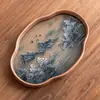 Bandeja de té de vidrio estilo chino Hanjiangxue de fábrica, bandeja de té de bambú vintage, accesorios para juego de té, plato de almacenamiento para taza de té, plato de fruta