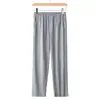Pantalones de pijama de algodón finos de verano para adultos mayores de mediana edad tejidos en primavera, pantalones de casa de algodón para padre, hombre mayor, una generación de pelo