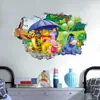 Pegatinas de Pared 3D de Winnie the Pooh Cruzando el Muro Dibujos Animados Decoración de Pared para Dormitorio, Guardería, Habitación de Niños Pegatinas de PVC