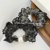 Diadema de Encaje Azul con Estampado de Leopardo de Gama Alta para Mujer, Diadema Vintage de Perlas, Suave con el Cabello, Banda Elástica