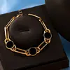 Tendencia Transfronteriza Europea y Americana Cadena Cuadrada Incrustada Disco Negro Diseño de Nicho Estilo Ins Moda Retro Conjunto de Tres Piezas