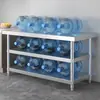 Estantería de acero inoxidable 304 mesa de trabajo, mesa de trabajo de cocina de tres niveles, mesa de servicio, mesa de empaque, superficie de trabajo desmontable de 3 niveles