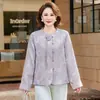 Nova moda de outono, jaqueta jacquard elegante estilo chinês para mães de meia-idade, top versátil e que afina