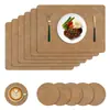 Jogos americanos, porta-copos e jogos de mesa quadrados em couro com textura de couro bovino em estilo nórdico são à prova d'água, resistentes a óleo, fáceis de limpar com pano e duráveis