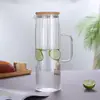 Tetera Fría Rayada Tetera Gruesa para Jugo Tetera Fría Doméstica Tetera de Vidrio Resistente a Altas Temperaturas Agua Hervida Gran Capacidad Tetera de Lazo