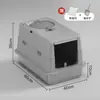 Arenero semi-cerrado para gatos, acero inoxidable, extragrande, anti-salpicaduras, anti-derrames, inodoro para gatos, bandeja de arena para gatos elevada y engrosada