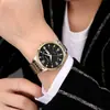 1 pieza Reloj de Hombre Calendario Semana Impermeable Acero Inoxidable Esfera Grande Negro de Negocios Cuarzo