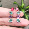 Huabi joyería nuevo transfronterizo deseo más vendido piedra de cristal combinación de colores aretes estilo europeo y americano aretes de temperamento una generación de cabello