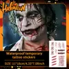 Combinación de Pegatinas de Tatuaje con Elementos de Terror de Halloween Transfronterizos, Maquillaje de Halloween Aterrador y Divertido, Estilo Atmosférico Cos Halloween