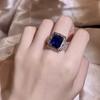 2023wish comercio electrónico transfronterizo venta caliente Nuevo anillo de plata 925 chapada con diamante y zafiro Anillo de compromiso europeo y americano