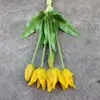 Buquê Simulados Amarrados à Mão com Boca Pontuda, Buquê de Tulipas de Silicone Macio Sorridente, Decoração de Flores de Tulipa de Silicone de Látex