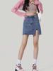 Nuevo Transfronterizo Cintura Alta Corte A Slim Sexy Falda con Abertura Falda Corta de Mezclilla Cubrecaderas Pantalones Falda para Mujer