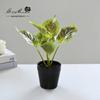 Flor Artificial planta verde cesta colgante hojas de rábano verde pequeño bonsái flor artificial decoración creativa de interior planta artificial en maceta generación de cabello