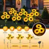 Luzes Solares de Girassol de Estoque Transfronteiriço Luzes de Fio de Cobre LED Luzes Decorativas de Flores Artificiais para Jardim Luzes de Encaixe no Solo Luzes de Jardim