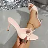 Zapatos con lazo para mujer, sandalias de tacón alto, nuevo estilo para ir al trabajo, versátiles y elegantes, adecuados para usar al aire libre en verano, zapatos de tacón alto de comercio exterior