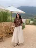 Neihe 2026 Pantalones Falda Básicos Casuales Versátiles de Algodón y Lino de Longitud Media Línea A para Mujer Primavera y Verano Nuevo Estilo 258107