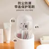 Cubo de almacenamiento para brochas de maquillaje, sencillo, a prueba de polvo, con tubo, gran capacidad, soporte giratorio de 360 grados para bolígrafos de escritorio