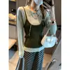 Conjunto de Dos Piezas de Cárdigan de Punto con Cuello de Muñeca de Lana de Seda y Camisola Moqie para Mejorar la Atmósfera MQ1936
