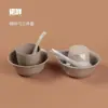 Juego de Platos y Tazones Desechables de Cáscara de Arroz para Comercio Exterior Transfronterizo, Combinación de Vajilla, Tazón, Taza, Plato, Palillos, Cuchara, Juego de Cuatro Piezas, Juego de Tres Piezas, Juego para Banquetes