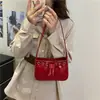 Bolsa Quadrada Pequena da Moda para Mulheres, Couro PU, Decoração Única com Cordão, Design de Nicho, Bolsa de Ombro Versátil e Fashion para Mulheres