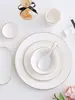 Juego de Tres Piezas de Vajilla Cerámica Dorada para Restaurante de Hotel, Vajilla para Sala Privada de Club, Platos de Porcelana Ósea, Tazones con Forma de Ala, Tazas de Té, Cucharas, Juego de Cuatro Piezas