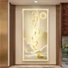 Pintura Decorativa de Entrada con Imagen de Nueve Peces Estilo Chino Nuevo Lámpara de Pintura para Pared de Pasillo de Alto Nivel Pintura Colgante para la Entrada de la Puerta Sala de Estar