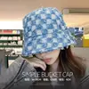 Nuevo Sombrero de Cuadros para Mujer Sombrero de Pescador de Mezclilla Cuatro Estaciones Japonés Versátil Hace la Cara Más Pequeña Sombrero de Cubo para Proteger del Sol al Aire Libre