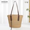 Bolsa de Palha de Um Ombro, Bolsa Tote Tecida de Grande Capacidade, Bolsa de Praia Francesa Portátil para Férias à Beira-Mar, Bolsa Feminina Moderna e Fashion