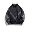Chaqueta de Primavera y Otoño Estilo Americano Marca de Moda Puntadas Reflectantes Incrustadas Cuello Vertical Cremallera para Hombres y Mujeres Holgada Casual Delgada
