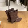Botas de plataforma de moda estilo coreano para mujer, colección otoño/invierno 2026, botines versátiles, botas de ajuste ceñido, botas de moda hasta la mitad de la pantorrilla para mujer